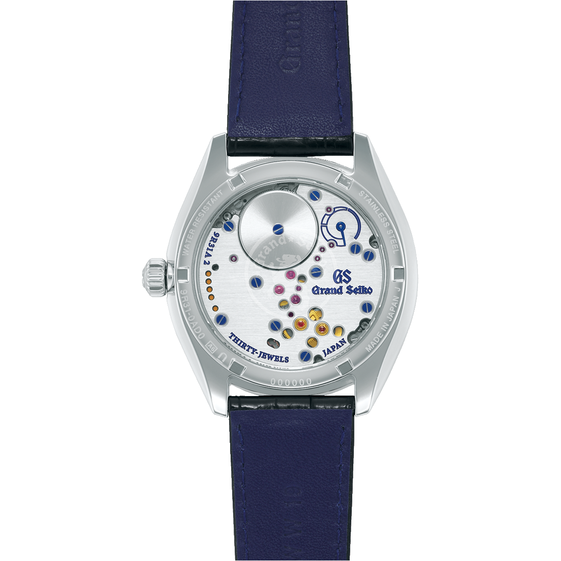 Grand Seiko Elegance Watch with Blue Dial and Black Strap, 38mm